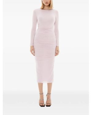 Tessitura Body Couture Long-Sleeve Wrinkled Midi Dress - Pink