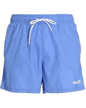 HUGO Drawstring-Pocket Swim Shorts - Blue