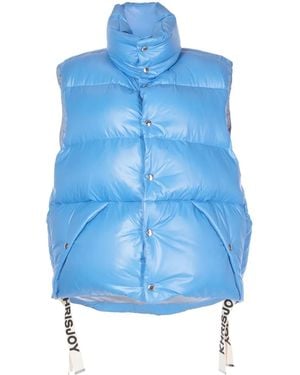 Khrisjoy Logo-Tape Shiny Puffer Gilet - Blue