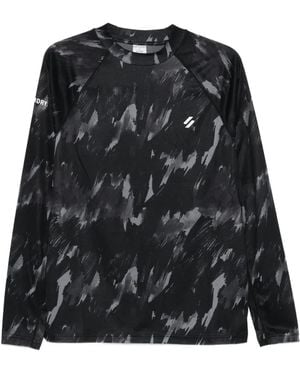 Superdry Abstract-Print Raglan-Sleeve T-Shirt - Black