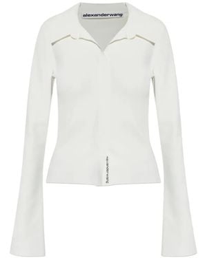 Alexander Wang Polo-Collar Long-Sleeve Blouse - White