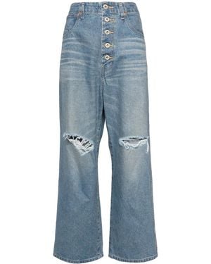 Junya Watanabe Distressed Straight-Leg Jeans - Blue