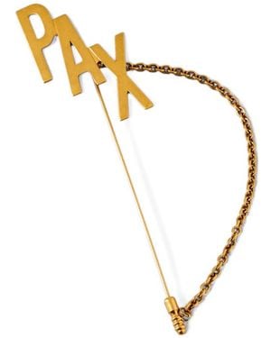 Moschino Large Gilded Pax Brooch - Metallic