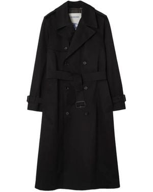Burberry Long Gabardine Hoxton Trench Coat - Black