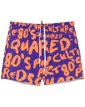 DSquared² Short De Bain À Lien De Resserrage Et Logo Imprimé - Red