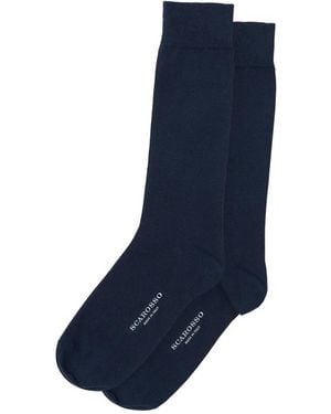 SCAROSSO Ribbed-Trim Socks - Blue