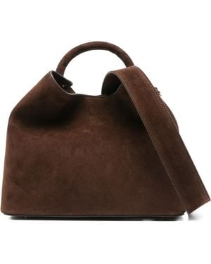 Elleme Raisin Calf Suede Top-Handle Tote Bag - Brown