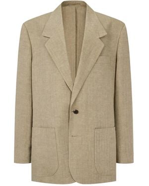 MAN ON THE BOON. Herringbone-Pattern Linen Blazer - Natural
