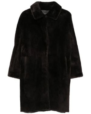 Manzoni 24 Shearling Spread-Collar Reversible Coat - Black
