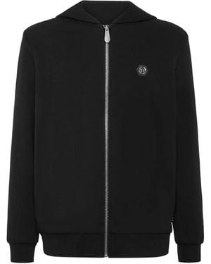 Philipp Plein Skull-Embellished Zip-Up Hoodie - Black