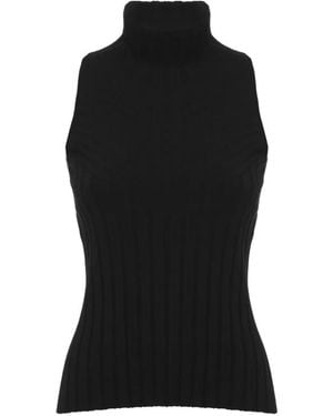D.exterior Ribbed-Knit Sleeveless Top - Black