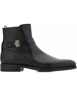 Ferragamo Stivaletti Con Fibbia Hug - Nero
