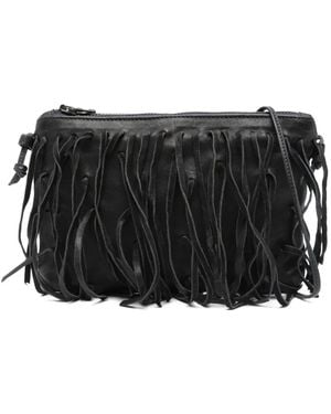 SOMMET Sac Porté Épaule En Cuir À Franges - Noir