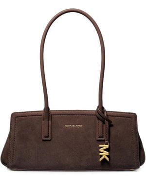 Michael Kors Logo-Plaque Suede Tote Bag - Brown
