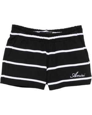 Amiri Striped Logo-Embroidered Shorts - Black