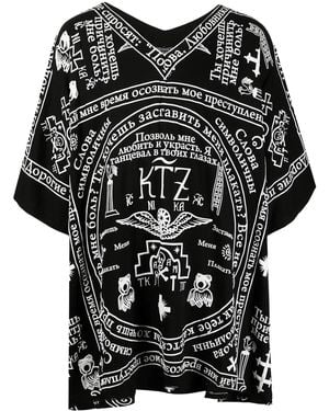 KTZ Church Print Kaftan Shirt - Black