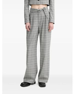 Alohas Prince Of Wales-Check Belted Trousers - Grey