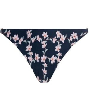 Agua Bendita Palmira Anhelo Floral-Print Bikini Bottom - Blue