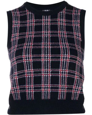 Thom Browne Pow Cropped Crew-Neck Shell Top - Blue