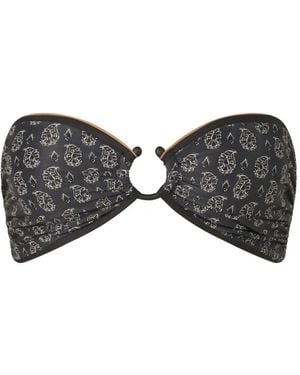 Johanna Ortiz Seawaters Paisley-Print Bikini Top - Black