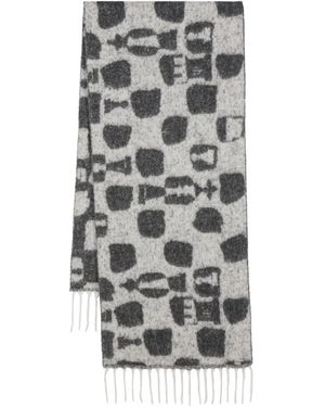 Henrik Vibskov Sciarpa Con Motivo Chess Pieces Jacquard - Grigio