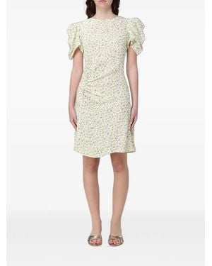 Mar De Margaritas Karin Floral-Print Gathered Dress - Natural