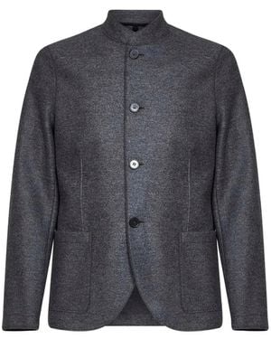 Harris Wharf London Nehru Mandarin-Collar Virgin-Wool Jacket - Grey