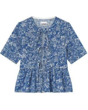 Ganni Blusa Con Fiocco