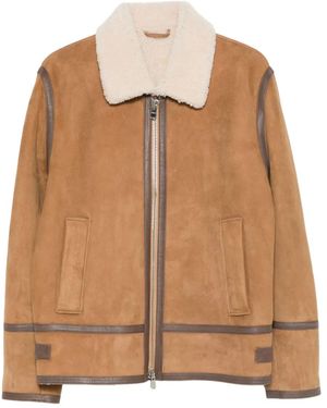 Dondup Zip-Up Leather Jacket - Brown