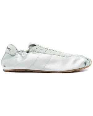 Miu Miu Plume Satin Trainers - White