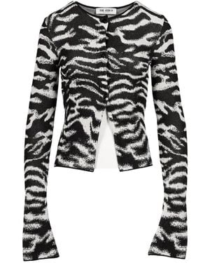 The Attico Zebra-Jacquard Button-Up Cardigan - Black