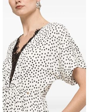 Nissa Polka-Dot Viscose Midi Dress - White