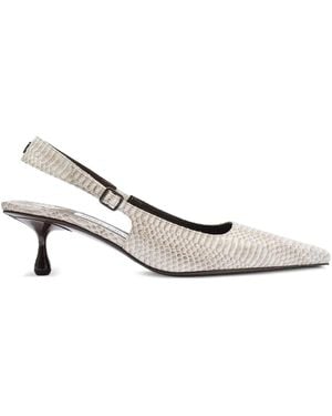 Jimmy Choo Slingback-Pumps mit Schlangenleder-Struktur 50mm - Weiß