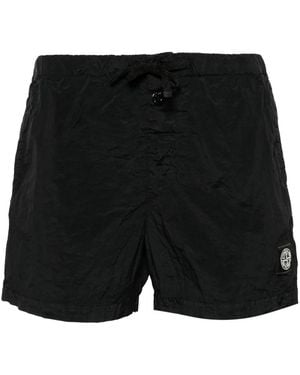 Stone Island Short De Bain À Patch Compass - Black