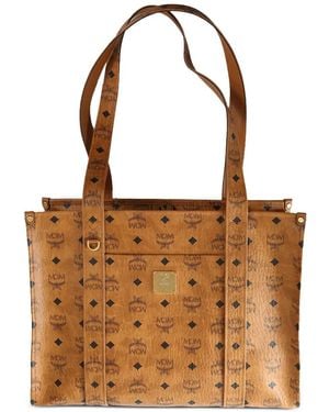 MCM Large Aren Visetos Tote Bag - Brown