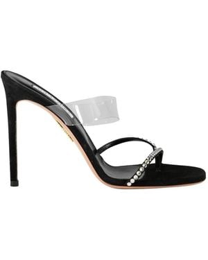 Aquazzura Movie Rhinestone-Strap Sandals - Black