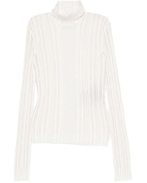 Ann Demeulemeester Ribbed High-Neck Sweater - White