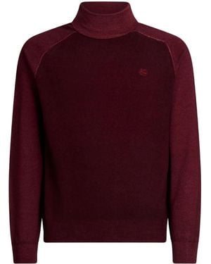 Etro Pegaso Logo Turtleneck Sweater - Red