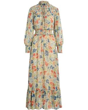 Polo Ralph Lauren Floral-Print Georgette Maxi Dress - Metallic