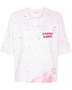Loulou Crystal-Embellished Washed T-Shirt - Pink