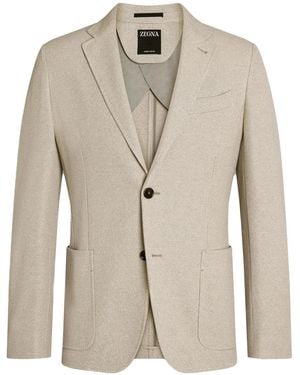 ZEGNA Notch-Lapel Cotton Blazer - Natural