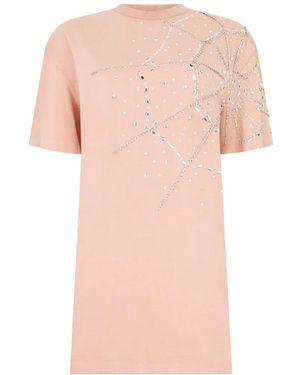 Philipp Plein Mini Spiderweb-Strass Dress - Pink