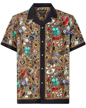 CAMILLA Nazar Nirvana Short-Sleeve Camp-Collar Shirt - Brown