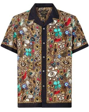 CAMILLA Nazar Nirvana Short-Sleeve Camp-Collar Shirt - Brown