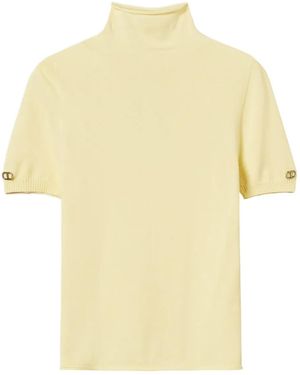 Twinset Mock-Neck Short-Sleeve Top - Yellow