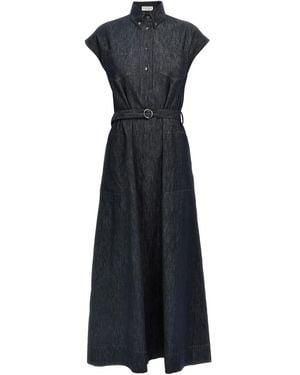 Brunello Cucinelli Denim Chemisier Long Dress - Blue
