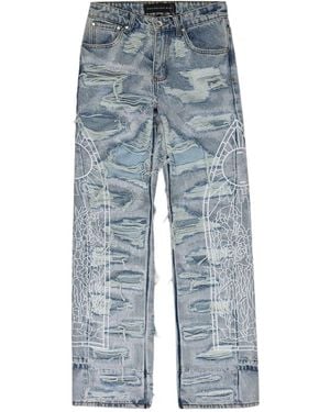 Who Decides War Distressed Straight-fit Jeans - Blue