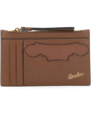 Borsalino Top-Zip Card Holder - Brown