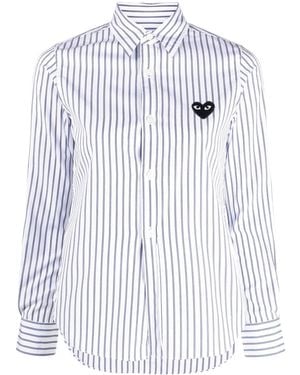 COMME DES GARÇONS PLAY Camisa A Rayas Con Corazón Del Logo - Azul