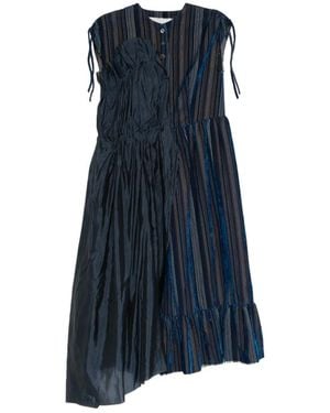 A Tentative Atelier Asymmetric Pleat Drapy Gather Dress - Blue